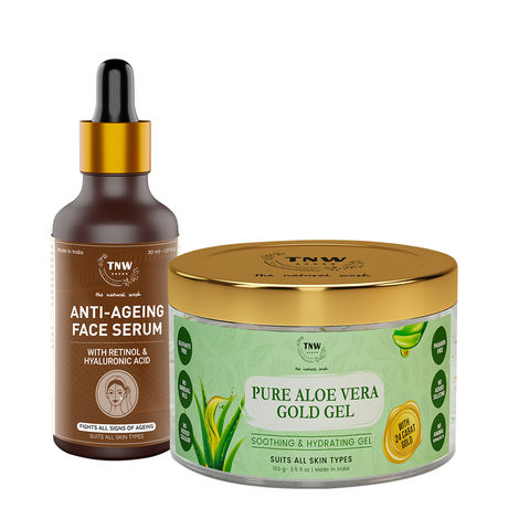 Buy TNW-The Natural Wash Anti-ageing Serum and Aloe Vera Gold Gel For Super Hydrated Wrinkle Free Skin Combo of 2-Purplle