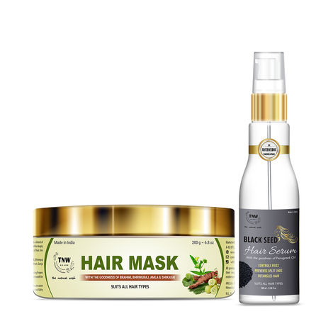 Buy TNW – The Natural Wash Amla Hair Mask, Herbal Shampoo & Black Seed Hair Serum for Manageable & Frizz-Free Hair | For Soft, Shiny & Silky Hair | Paraben & Sulphate Free Combo of 2-Purplle