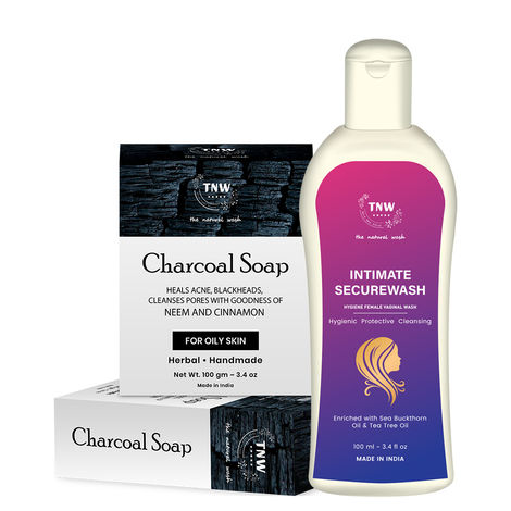 Buy TNW-The Natural Wash Combo of Handmade Charcoal Soap & Intimate Wash | Paraben Free Soap For Blackheads And Acne 100G | Female Vaginal Intiamte Wash For Itchiness ,Dryness & Bad Odour -100 ml-Purplle