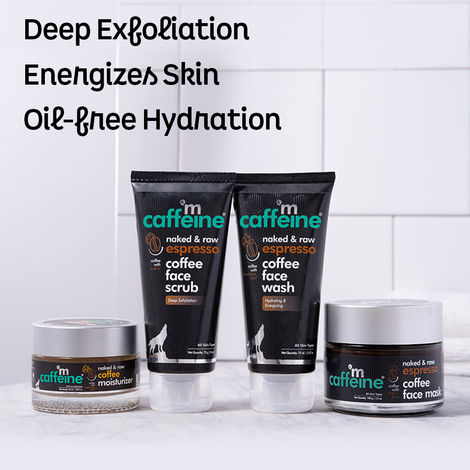 Buy mCaffeine Espresso Coffee Skin Care Routine for Deep Exfoliation & Oil Free Hydration | Face Wash, Face Scrub, Face Mask, Moisturizer | All Skin Types | Cruelty Free & Vegan 300 gm-Purplle