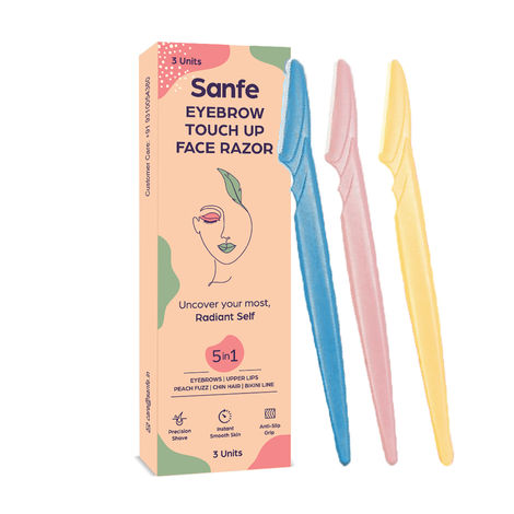 Buy Sanfe Eyebrow Touch Up Hair Removing Face Razor For Women - Pack of 3 | Instant & Painless-Purplle