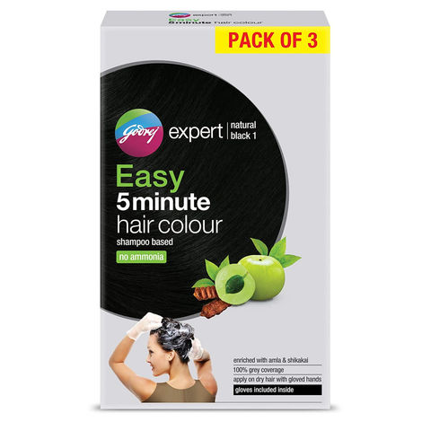 Buy Godrej Expert Easy Shampoo Hair Colour Natural Black - Pack of 3 25ml+25ml+25ml-Purplle
