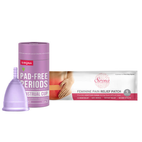 Buy Sirona Menstrual cup Large with pain relief patches 2 Pcs-Purplle