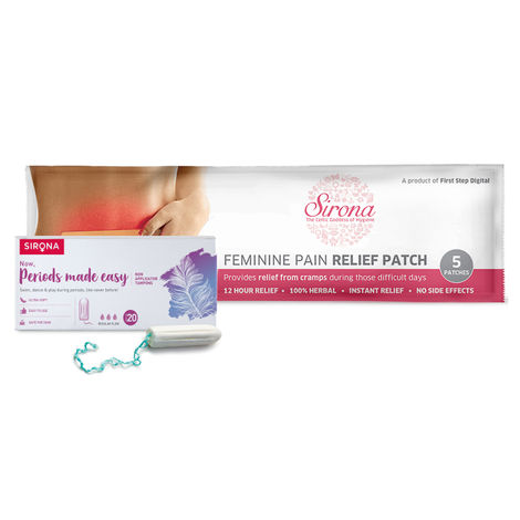 Buy Sirona Herbal Period Pain Relief Patches - 5 Patches with FDA Approved Regular Flow Tampons - 20 Tampons-Purplle