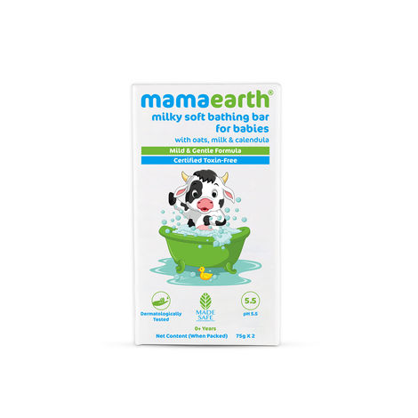 Buy Mamaearth Milky Soft Bathing Bar for Babies with Oats, Milk & Calendula (75g x 2)-Purplle
