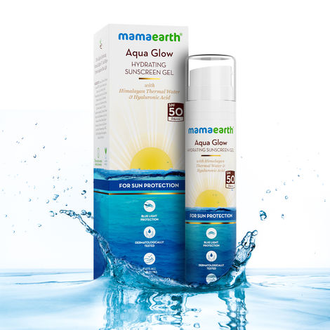 Buy Mamaearth Aqua Glow Hydrating Sunscreen Gel with Himalayan Thermal Water & Hyaluronic Acid SPF 50 PA+++ (50 g)-Purplle