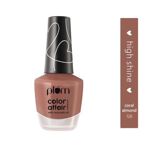 Buy Plum Color Affair Nail Polish - Coral Almond - 126 | 7-Free Formula | High Shine & Plump Finish | 100% Vegan & Cruelty Free-Purplle