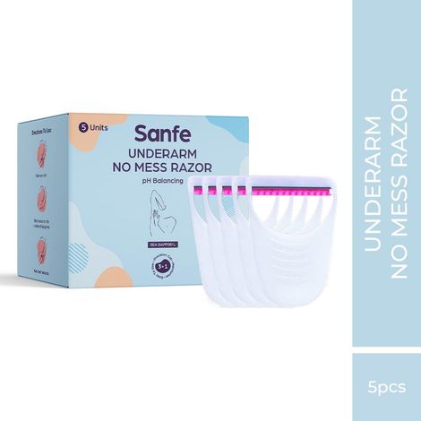 Buy Sanfe Underarm No Mess Razor for Women's Hair Removal - Pack of 5 with Sea Daffodil | Smooth & Instant Hair Removal (Multicolor)-Purplle