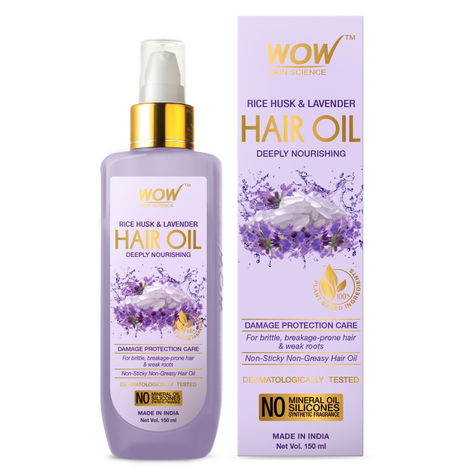 Buy WOW Skin Science Rice Hair Oil For Non Sticky & Non Greasy/Frizzy/Dry Hair - With Rice Husk & Lavender Oil - 150mL-Purplle