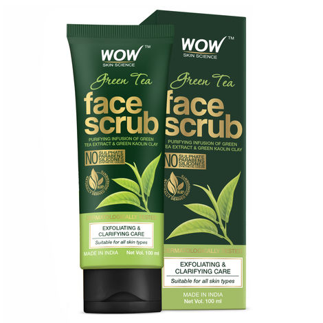 Buy WOW Skin Science Green Tea Face Scrub - with Green Tea Extract & Green Kaolin Clay - for Exfoliating & Clarifying Skin - No Sulphate, Parabens, Silicones & Synthetic Color (100 ml)-Purplle