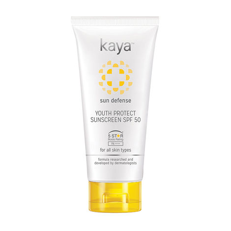 Buy Kaya Youth Protect Sunscreen SPF 50 PA++++ 5 Star Boots Rating light weight PABA free all skin types 50ml-Purplle
