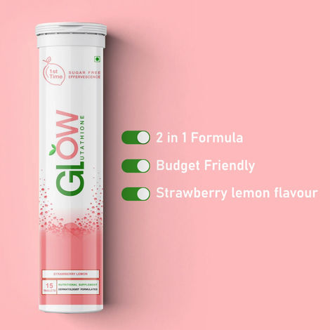 GlowGlutathione 2 in 1 Dermatologist Formulated Japanese L-Glutathione 500 mg +Natural Vitamin C 1000 mg, Antioxidant for Skin , 60 Sugar Free Effervescent Tablets(Strawberry and lemon Flavor ) GlowGlutathione 2 in 1 Dermatologist Formulated Japanese L-Glutathione 500 mg +Natural Vitamin C 1000 mg, Antioxidant for Skin , 60 Sugar Free Effervescent Tablets(Strawberry and lemon Flavor )