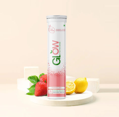 Buy GlowGlutathione 2 in 1 Dermatologist Formulated Japanese L-Glutathione 500 mg +Natural Vitamin C 1000 mg, Antioxidant for Skin , 15 Sugar Free Effervescent Tablets(Strawberry and lemon Flavor ) -Purplle