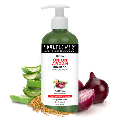 Buy Soulflower Herbal Onion Biotin Shampoo with Aloevera & Plant Keratin, Hair Growth and Hairfall Control, Strengthening Treatment, 300 ml-Purplle