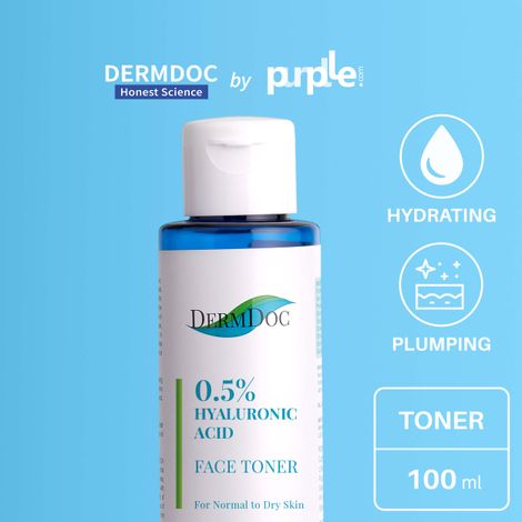 Buy DERMDOC by Purplle 0.5% Pure Hyaluronic Acid Face Toner (100ml) | hydrating toner | glass skincare | toner for dry skin | hyaluronic acid for face-Purplle