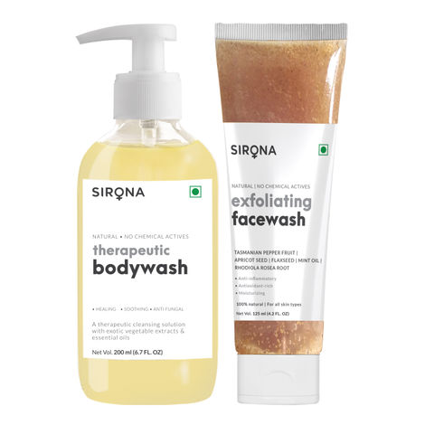 Buy Sirona Exfoliating Face Wash With Sirona Natural Anti Fungal Therapeutic Body Wash 2 Pcs-Purplle