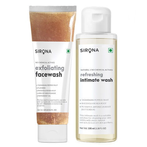 Buy Sirona Exfoliating Face Wash With Sirona Refreshing Intimate Wash-Purplle