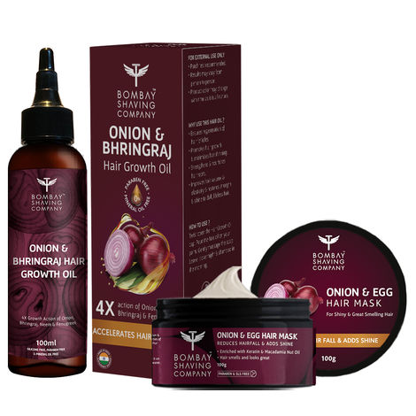 Buy Bombay Shaving Company Onion & Egg Hair Mask and Onion Hair Oil Combo For Men & Women (Set of 2)-Purplle