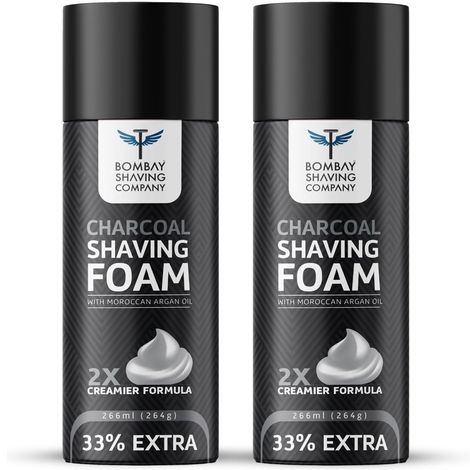Buy Bombay Shaving Company Activated Charcoal Shaving Foam (266 ml x 2) | Moroccan Argan Oil, 2X Creamier for Superior Glide and Protection-Purplle