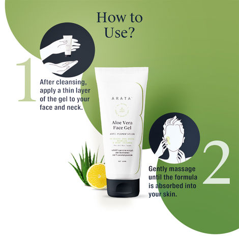 Arata Aloe Vera Face Gel With 80% Pure Aloe Vera, 1% Ascorbyl Glucoside &  Witch Hazel (100 ML) | All Skin Types | Anti-Pigmentation, Reduces Wrinkles  & Dark Spots, Boosts Collagen |