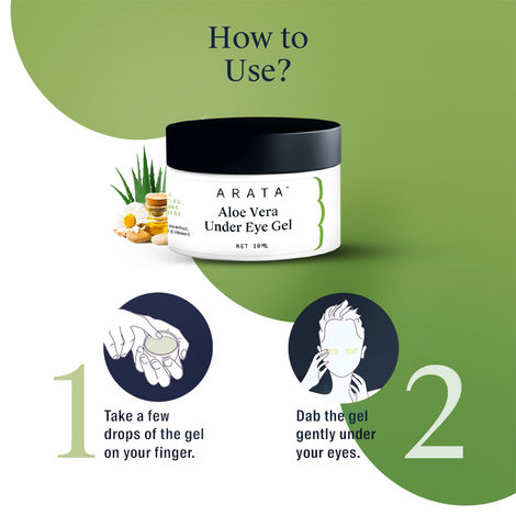 Arata Aloe Vera Under Eye Gel For Dark Circles, Fine Lines & Puffiness (10  ML) | Infused With Coffee Oil, Black Tea, Organic Chamomile & Vitamin C |  All Skin Types |