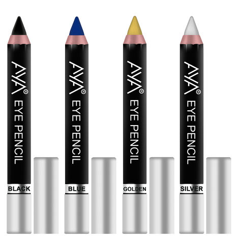Buy AYA Eye Pencil For Eye Liner / Kajal (Set of 4) - Black, Blue, Golden, Silver-Purplle