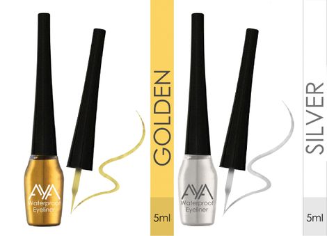 Buy AYA Waterproof Eyeliner, Set of 2 (Silver and Golden)-Purplle