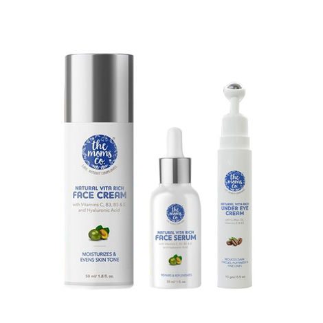 Buy The Moms Co. Vita Rich Face Care Kit (Face Cream + Face Serum + Under Eye Cream + Face Towel) Combo of 3-Purplle