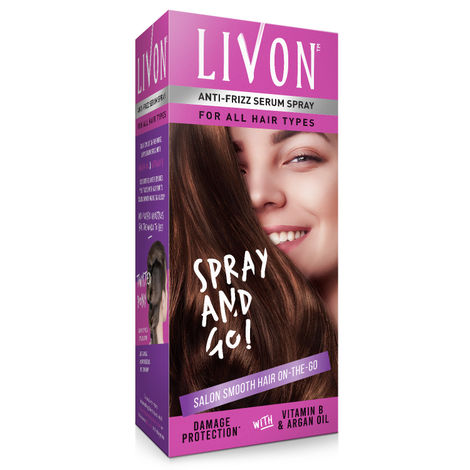 Buy Livon Hair Serum Spray for Smooth, Frizz free & Glossy Hair on the go | With Moroccan Argan Oil & Vitamin B | 100 ml-Purplle