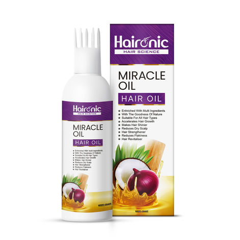 Buy Haironic Hair Science Miracle Hair Oil Enriched With Multi Ingredients for Anti-Hair Fall Control, Promote Hair Growth with Organic Onion and Sesame Seeds Oil -100 ml-Purplle
