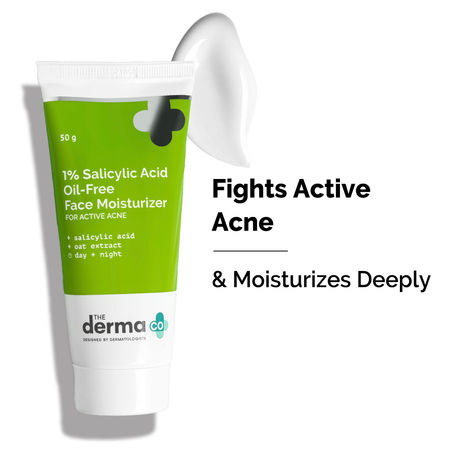 Buy The Derma Co. 1% Salicylic Acid Oil-Free Moisturizer For Face with Oat Extract For Active Acne - 50 gm-Purplle