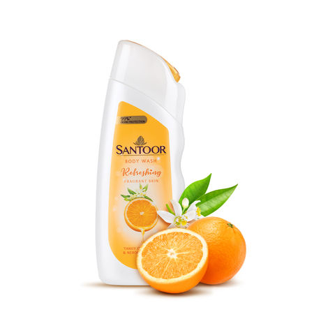 Buy Santoor Refreshing Skin Body Wash, 230ml, Enriched With Tangy Orange Oil & Neroli Extracts, Soap-Free, Paraben-Free, pH Balanced Shower Gel-Purplle