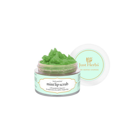 Buy Just Herbs Ayurvedic & Vegan Mint Lip Scrub for Chapped, Pigmented & Dark lips, 15gm-Purplle
