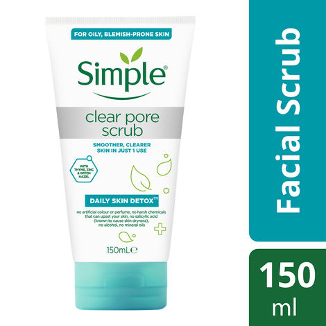 Buy Simple Daily Skin Detox Clear Pore Facial Scrub 150 ml-Purplle
