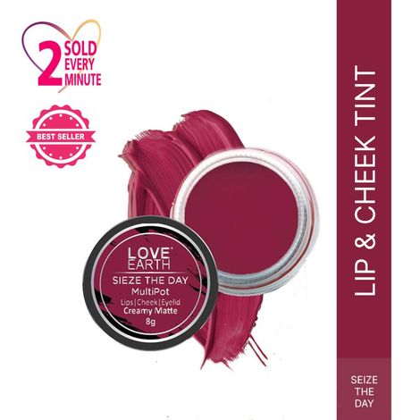 Buy Love Earth Lip Tint & Cheek Tint Multipot-Sieze The Day With jojoba Oil  And Vitamin E For Lips, Eyelids & Cheeks - 8 gm-Purplle