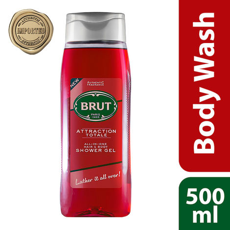 Buy Brut Attraction Totale body wash, All-In-One Hair & Body Shower Gel, 500 ml-Purplle