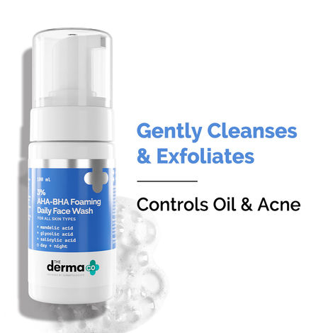 Buy The Derma co. 3% AHA-BHA Foaming&nbsp;Daily&nbsp;Face Wash (100 ml)&nbsp;For All Skin Types-Purplle