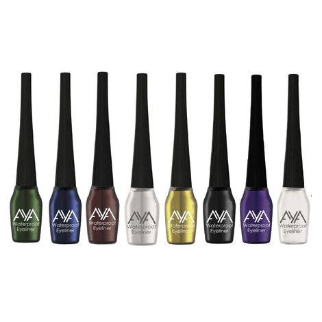Buy AYA Waterproof Eyeliner, Set of 8 (Black, Brown, Blue, Green, Silver, Golden, Purple, White)-Purplle