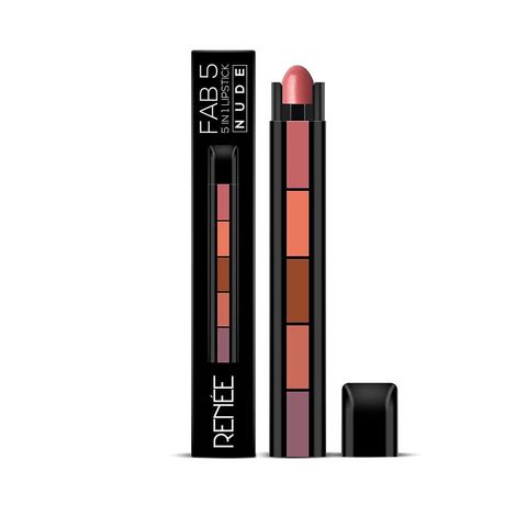 Buy RENEE Fab 5 Nude 5-In-1 Lipstick 7.5 gm, Five Shades In One, Long Lasting, Matte Finish, Non Drying Formula with Intense Color Payoff, Compact & Easy to Use-Purplle