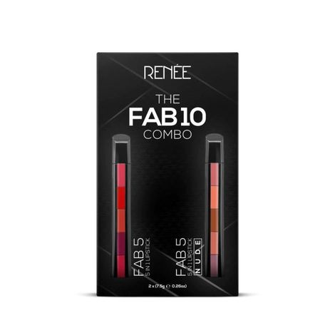 Buy RENEE Fab 10 Lipstick Combo, 7.5 gm each, Five Shades In One, Long Lasting, Matte Finish, Non Drying Formula with Intense Color Payoff, Compact & Easy to Use-Purplle