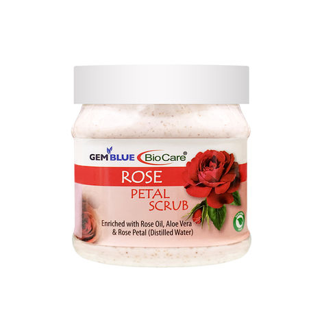 Buy Gemblue Biocare Rose Petal Scrub Enriched with Rose Oil, Aloevera and Rose Petal, Suitable for All Skin types - 500ml-Purplle