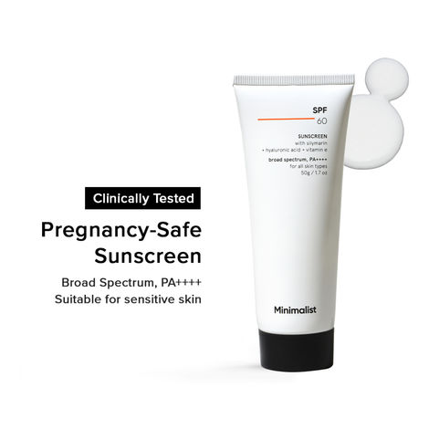 Buy Minimalist SPF 60 Sunscreen With Silymarin + Hyaluironic acid+ Vitamin e, Broad Spectrum, PA++++ (50 gm)-Purplle