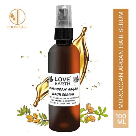 Buy Love Earth Moroccan Argan Hair Serum Enriched With Goodness of Moroccan Argan Oil And Bhringraj For Frizz Free, Smooth & Shiny Hair 100 ml-Purplle