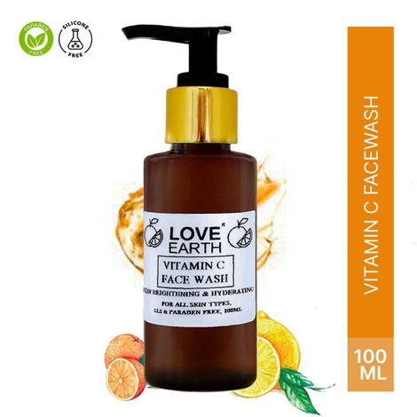 Buy Love Earth Vitamin C Face Wash With Pure Vitamin C, Ashwgandha & Aloe Vera Extracts For Skin Hydration & Skin Radiance For All Skin Types 100 ml-Purplle