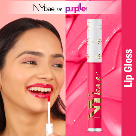 Buy NY Bae Gloss Getter Lip Gloss | Lip & Cheek Tint | Lightweight Glossy Lipstick | Pink Lip Balm | Non-Sticky | Berry Rare 01 (2.8 ml)-Purplle