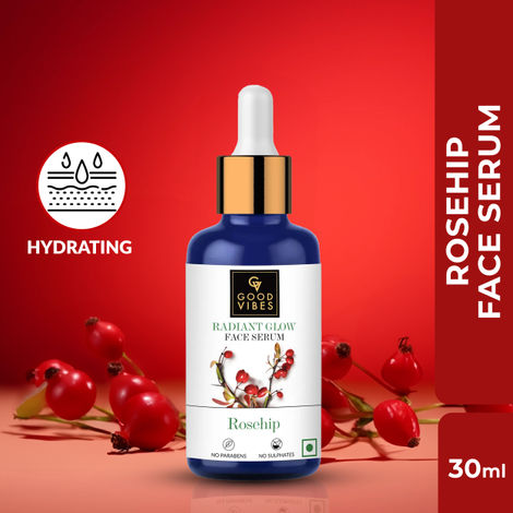 Buy Good Vibes Rosehip Radiant Glow Face Serum | Light, Non-Sticky, Brightening | With Vitamin E | No Parabens, No Sulphates, No Animal Testing (30 ml)-Purplle
