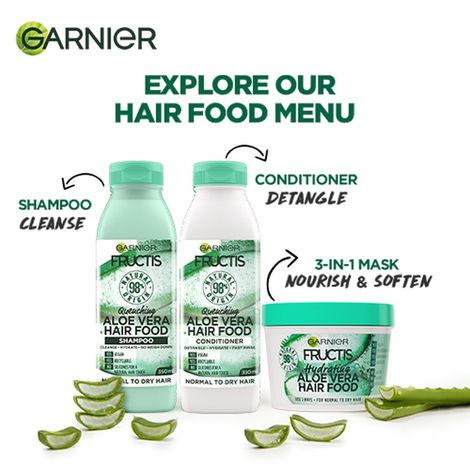 Garnier Fructis Quenching Shampoo For Normal to Dry Hair - Deep Hydration Aloe  Vera Hair Food (350 ml)