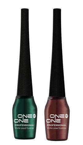 Buy ONE on ONE Waterproof Eyeliner, Set of 2 (Green and Brown)-Purplle
