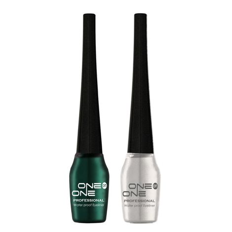 Buy ONE on ONE Waterproof Eyeliner, Set of 2 (Green and Silver)-Purplle