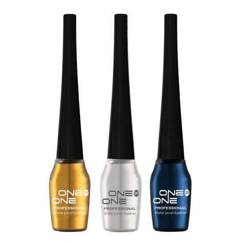 Buy ONE on ONE Waterproof Eyeliner, Set of 3 (Golden, Silver, Blue)-Purplle